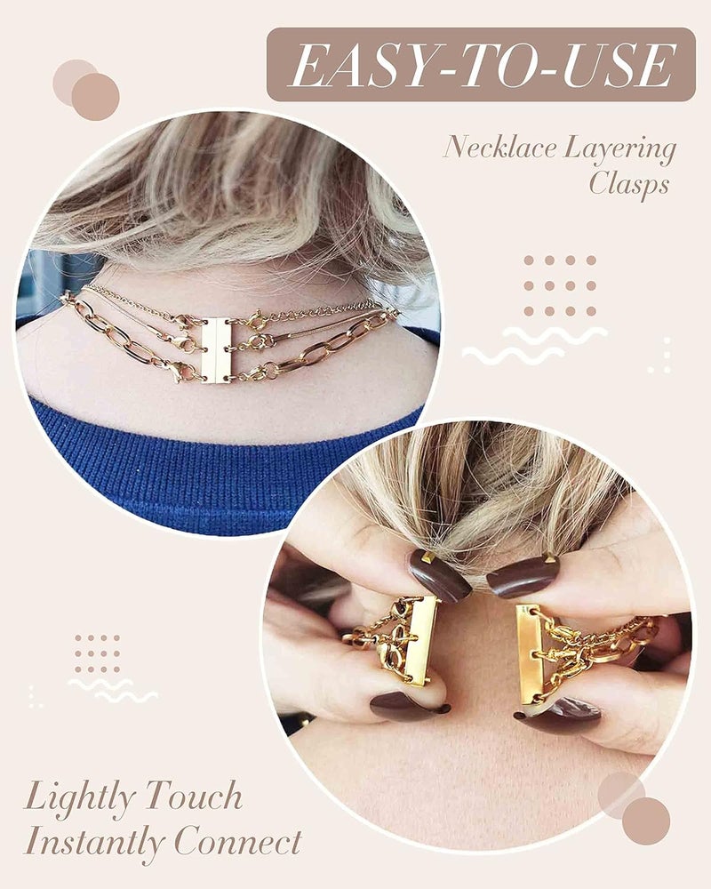 OHINGLT Layered Necklace Clasp Magnetic 18K Gold and Silver Necklace Separator for Layering, Multiple Necklace Clasps and Closures for Women - Image 3